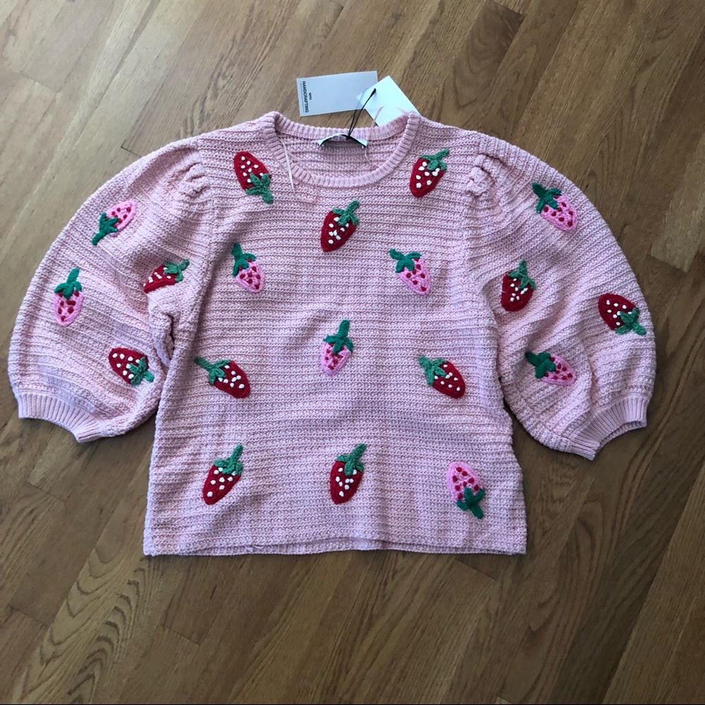 zara strawberry knit sweater